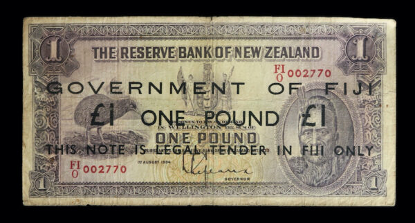 Fiji overprint one pound 1942