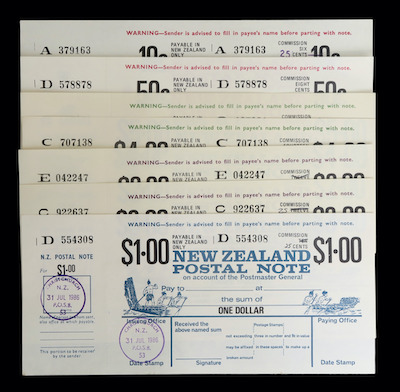 New zealand postal orders 1986