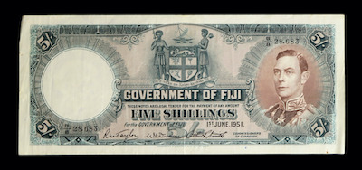 Fiji five shillings 1951