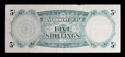 Five shillings british fiji banknote 1962