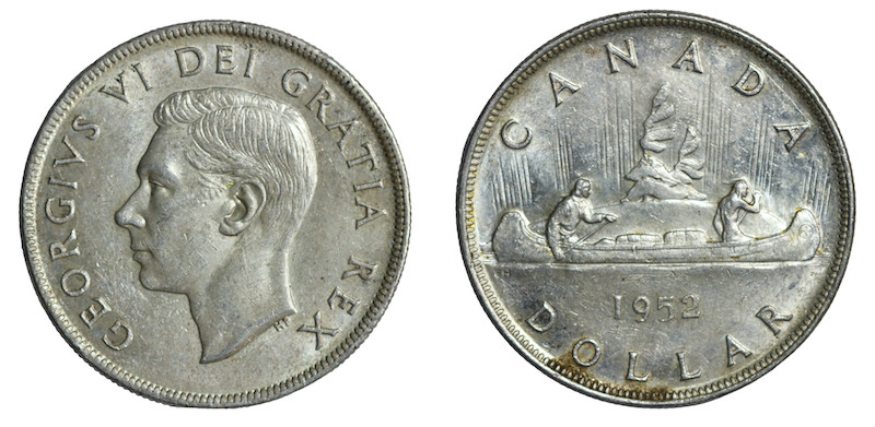 Canada silver dollar 1952