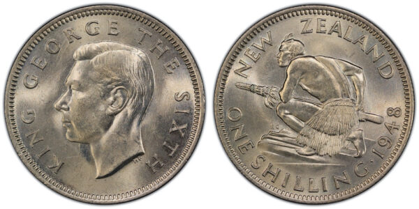 Pcgs graded new zealand shillingv1948 ms65