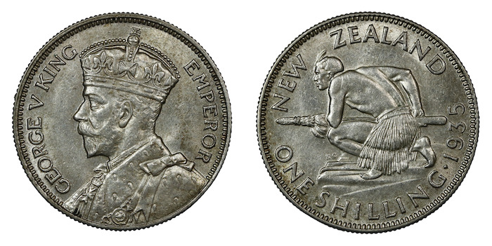 New zealand 1935 shilling ef grade
