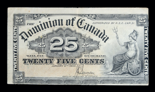 Dominion of canada 25 cent banknote