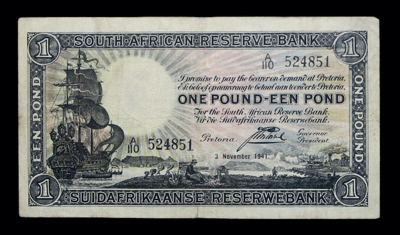 South africa one pound note 1941