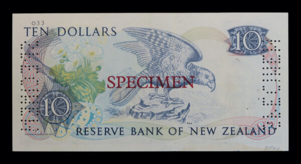 New zealand specimen ten dollar note 1981 to 1985
