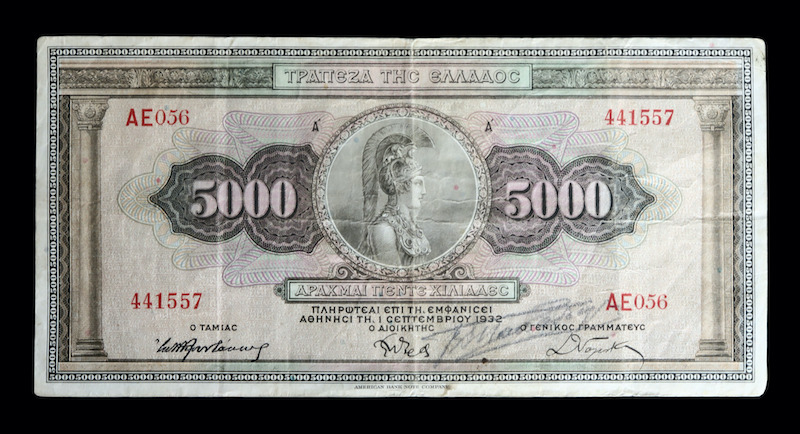 Athena 5000 drachmai greek banknote 1932