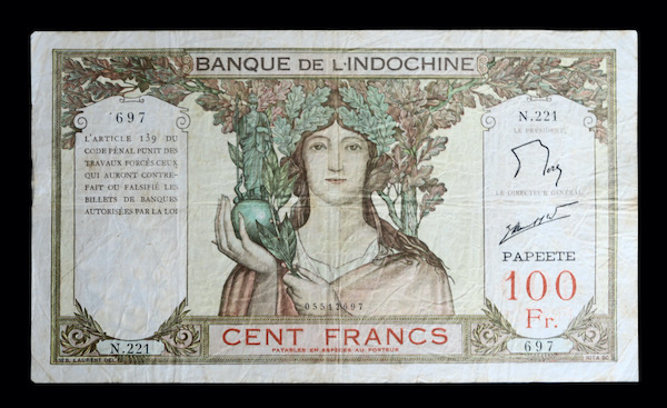 French polynesia papeete one hundred francs