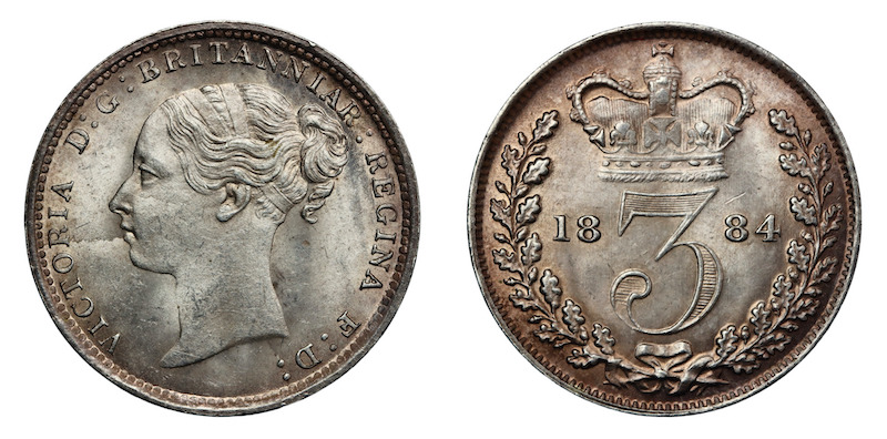 High grade british 3 pence 1884