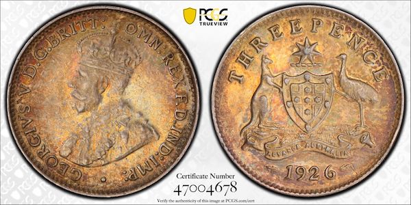 Australian commonwealth 3 pence 1926