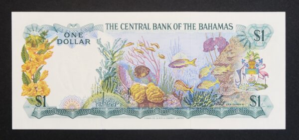 Bahamas one dollar paper bank note 1974