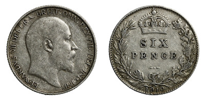 Edward the seventh 1910 sixpence