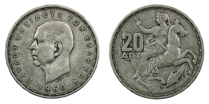 Greece twenty drachmai 1960