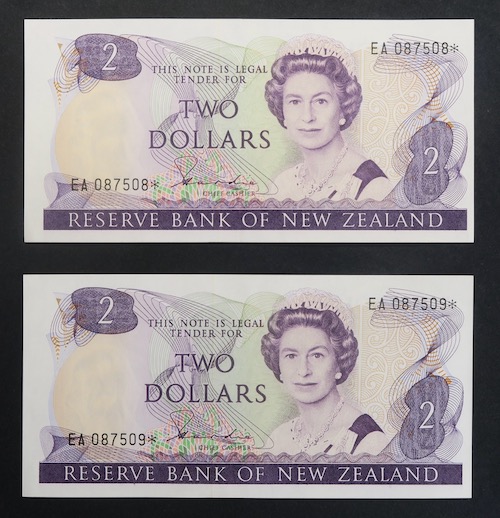 Two dollars pair star notes
