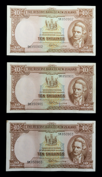 New zealand ten shilling banknotes
