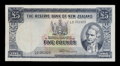 New zealand five pounds note