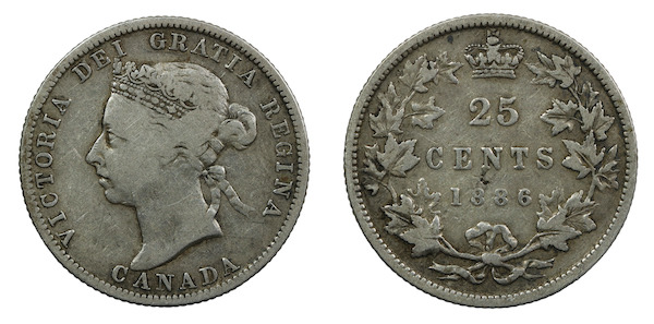 Canada 1886/7 overdate 25 cent