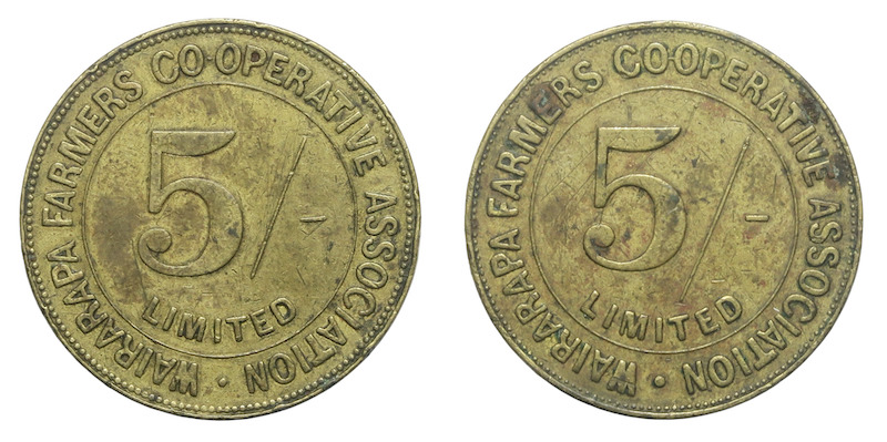 Wairarapa 5 shilling co op token