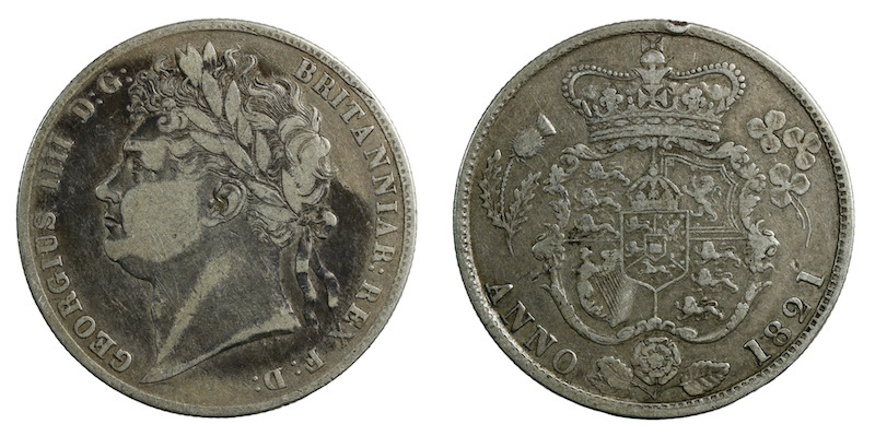 King george fourth half crown coin 1821