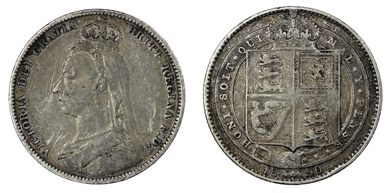 Victoria jubilee large bust shilling 1890