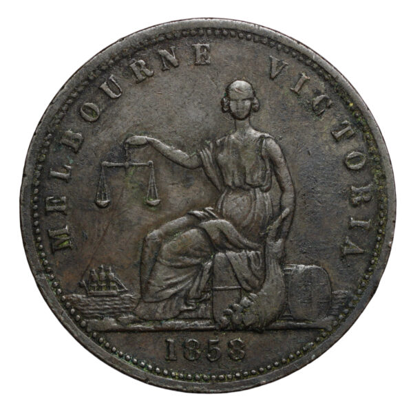 Peace and plenty melbourne pence 1858