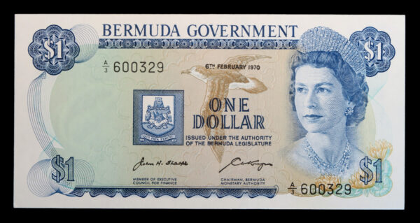 Bermuda one dollar banknote 1970