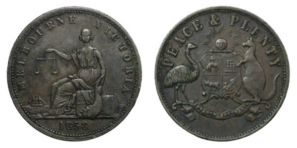 Melbourne merchant token penny 1858