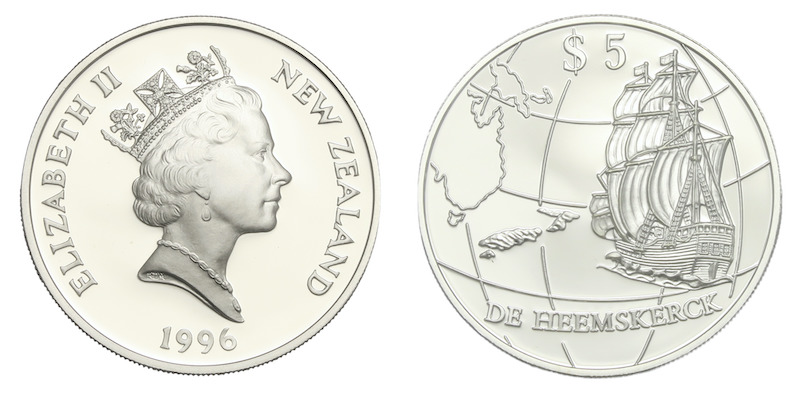 New zealand explorer de heemskerck silver coin 1996