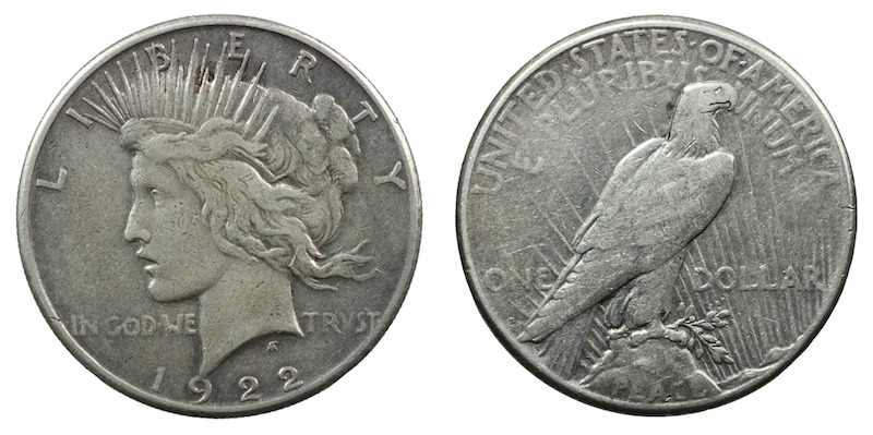 United states peace dollar 1922s