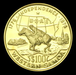 Samoa bicentennial gold 100 tala 1976