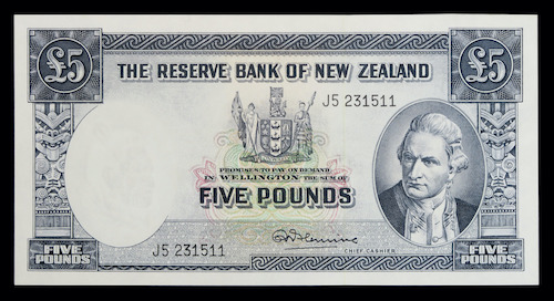 Reserve bank of new zealand five pounds 1967