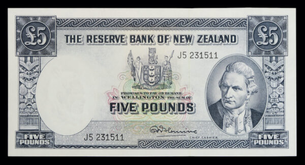 New zealand five pound note 12c prefix