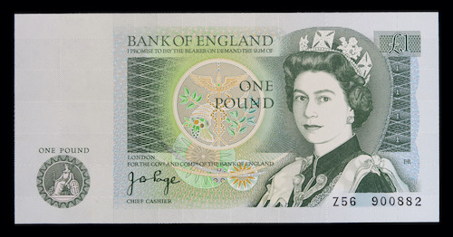 English pound note j b page signature