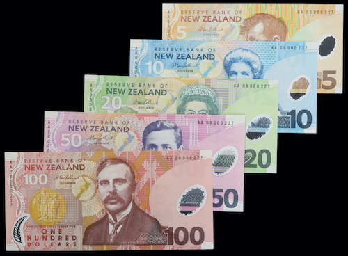 Banknote set 2008 same numbers New Zealand