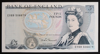 Bank of england paper bank notes 1971 black signature