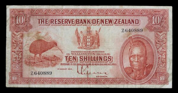 New zealand 10 shillings 1934