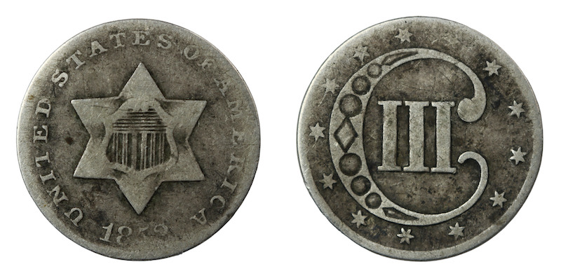 Us silver three cents 1852