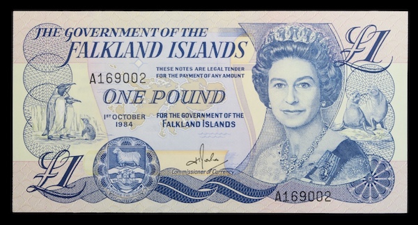 Falklands uncirculated pound note