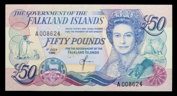 Falkland islands 50 pounds 1990 banknote