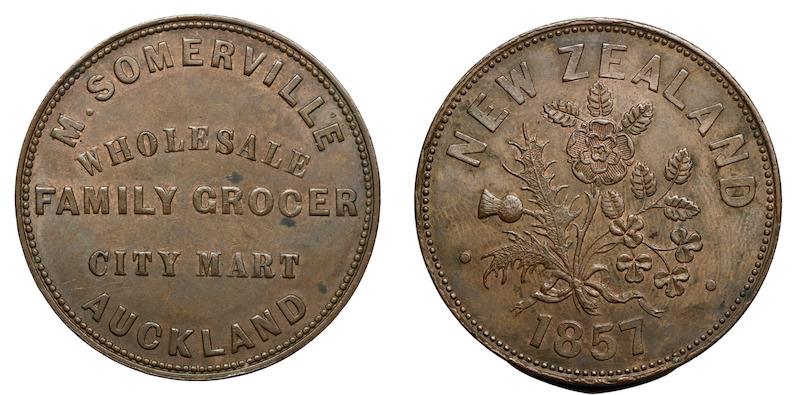 Auckland grocer token m somerville 1857