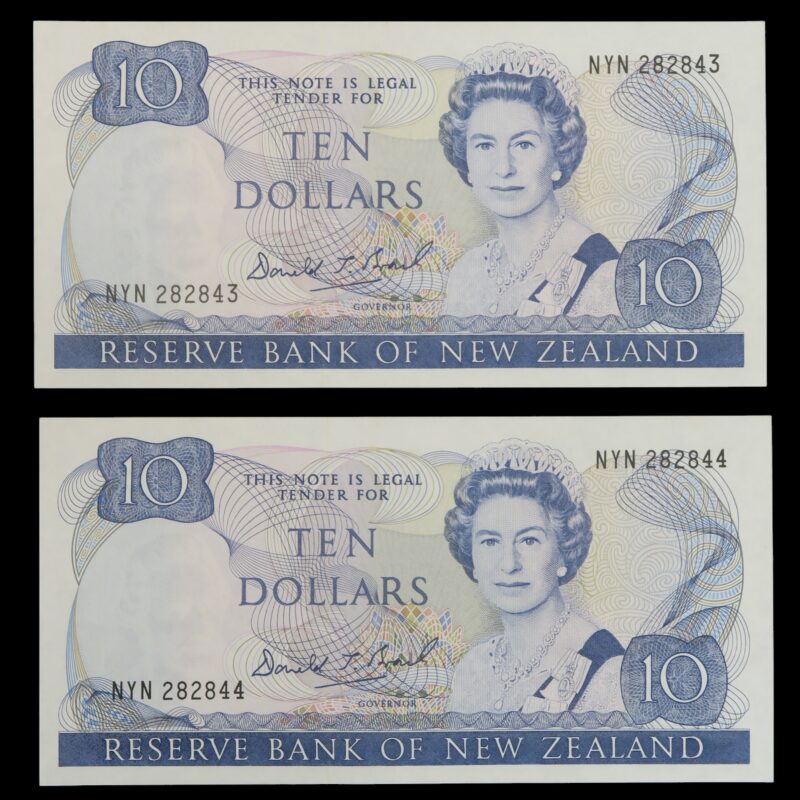 Ten dollar nz banknotes pair 1989