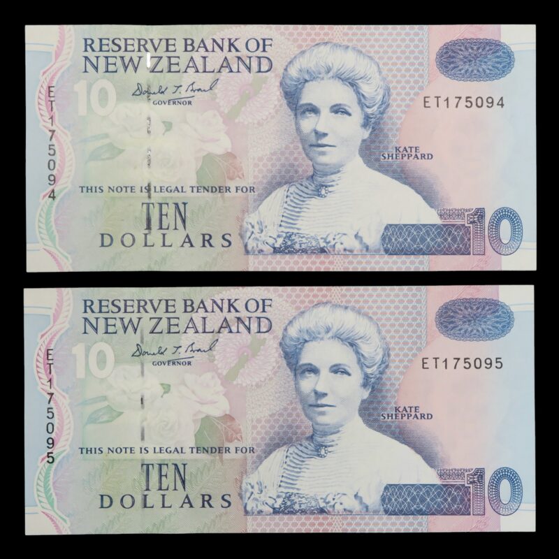 Zealand ten dollars blue back 1998