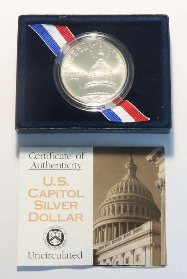 United states capital bicentennial silver dollar 1994