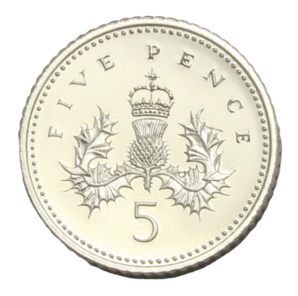 Small piedfort five pence 1990