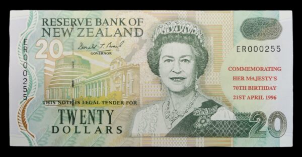 Queen elizabeth 70 year birthday 20 dollar note 1996