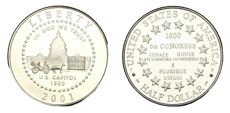 U s capitol visitor center half dollar 2001