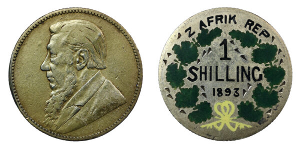 Zuid afrikaansche shilling enamelled 1893