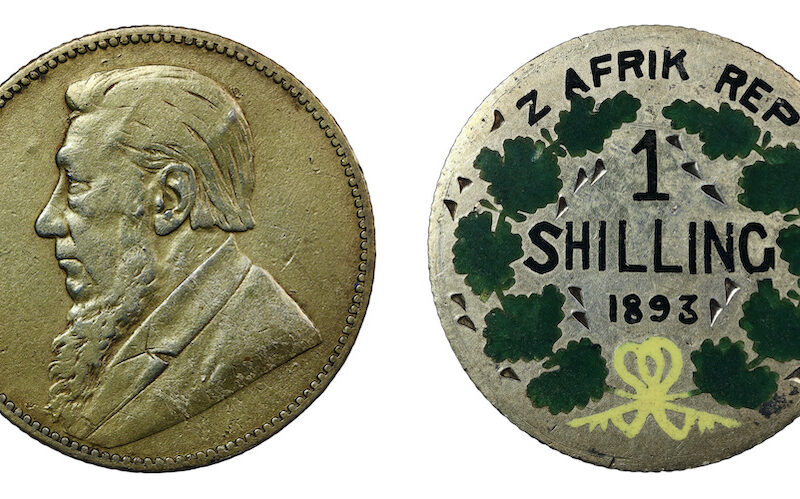 Zuid afrikaansche shilling enamelled 1893