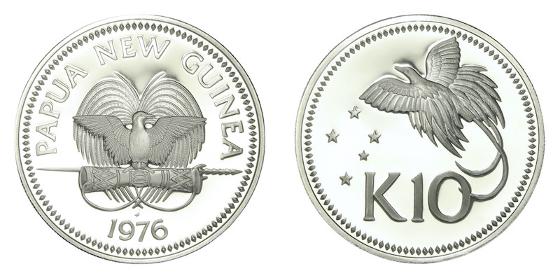 Papua new guinea ten kina 1976