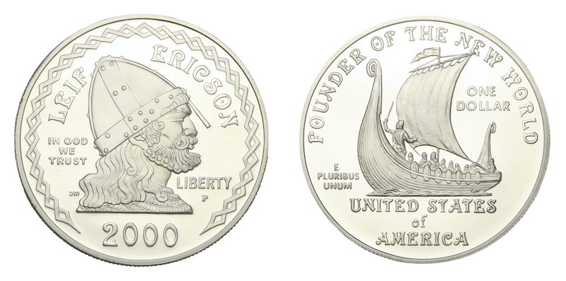 Leif ericson silver proof united states dollar 2000